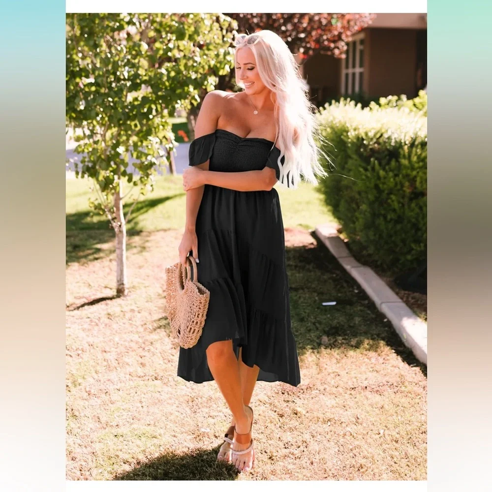 Black Off Shoulder Dress - Picture 4 of 4